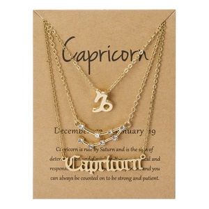 ♑️ Capricorn zodiac 3 piece gold plated necklaces